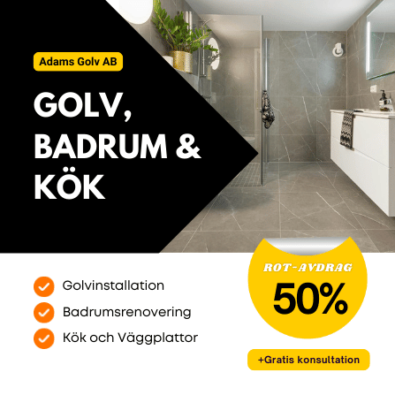 Kampanjmaterial för Adams Golv med 50 procent ROT-avdrag